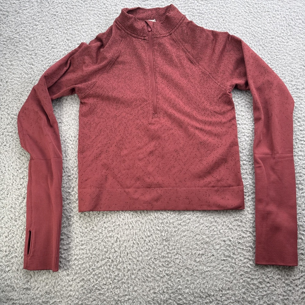 Lululemon 1/4 Zip Pullover Top Jacket Womens 4 Nylon Stretch L/S Burgundy